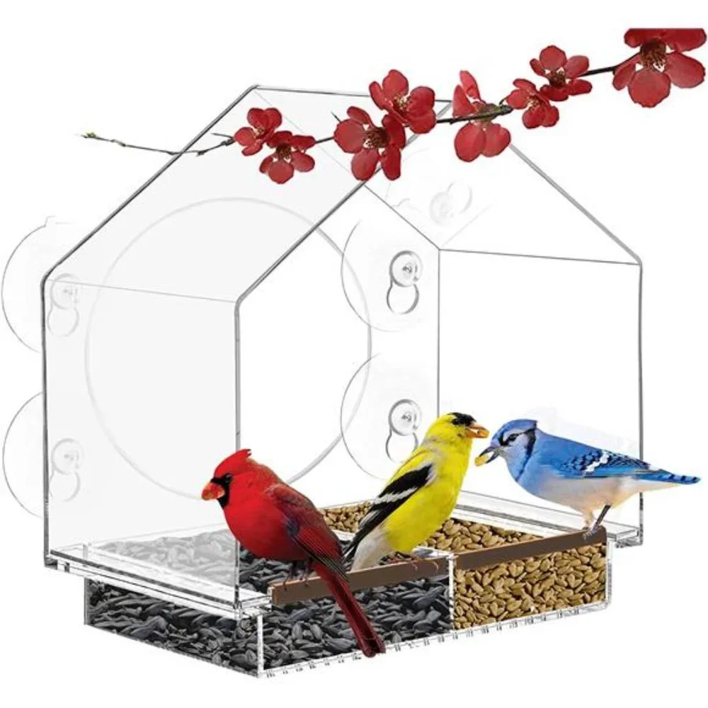 Window Bird Feeders with Strong Suction Cups, Bird Feeder Window -Great for Cats